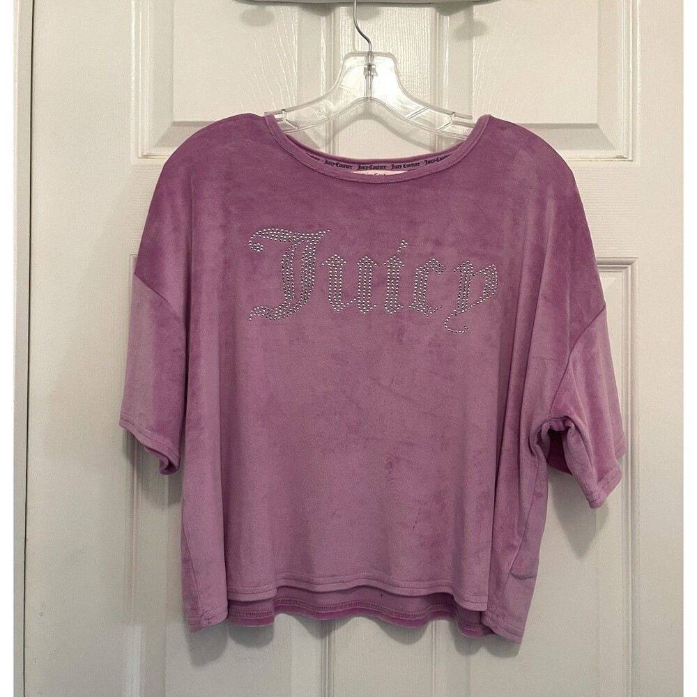 JUICY COUTURE Sleepwear Velour Short Sleeve Top - Sz XL  - Orchid Light Purple